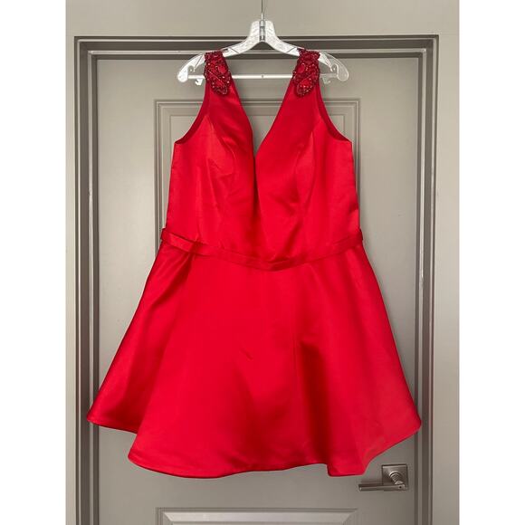 Rachel ALLAN 4814 Curves Fit & Flare Cocktail Mini Skirt Dress Size 22 Red - Picture 3 of 5
